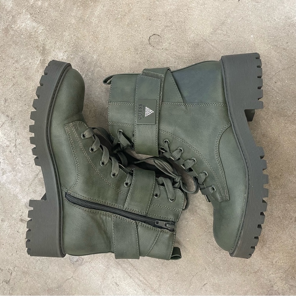 Guess Olive Green Combat Boots